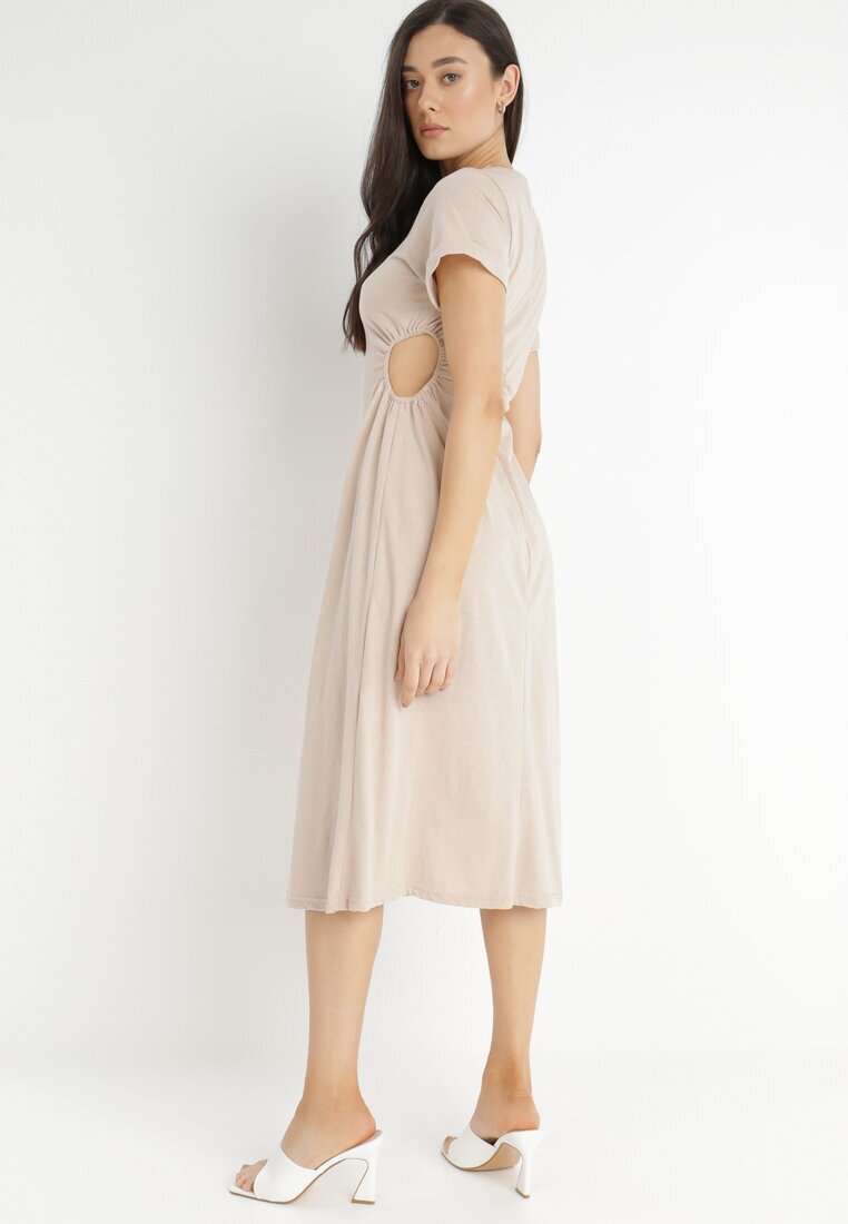 rosa Rochie bejă de bumbac Chipih
