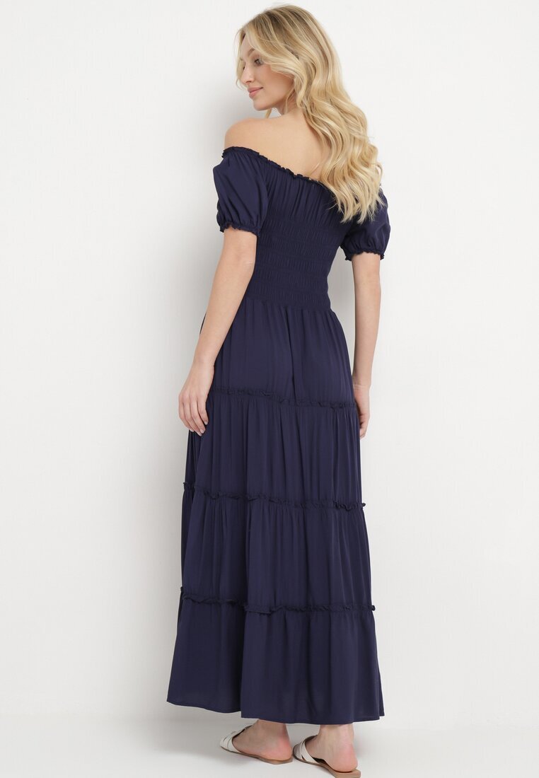 rosa Rochie bleumarin din viscoză stil spaniol Ciririla