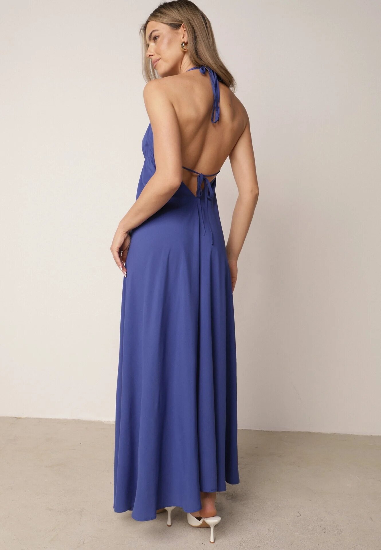 rosa Rochie Bleumarin Evazată Maxi cu Legătură la Gât Cathenia
