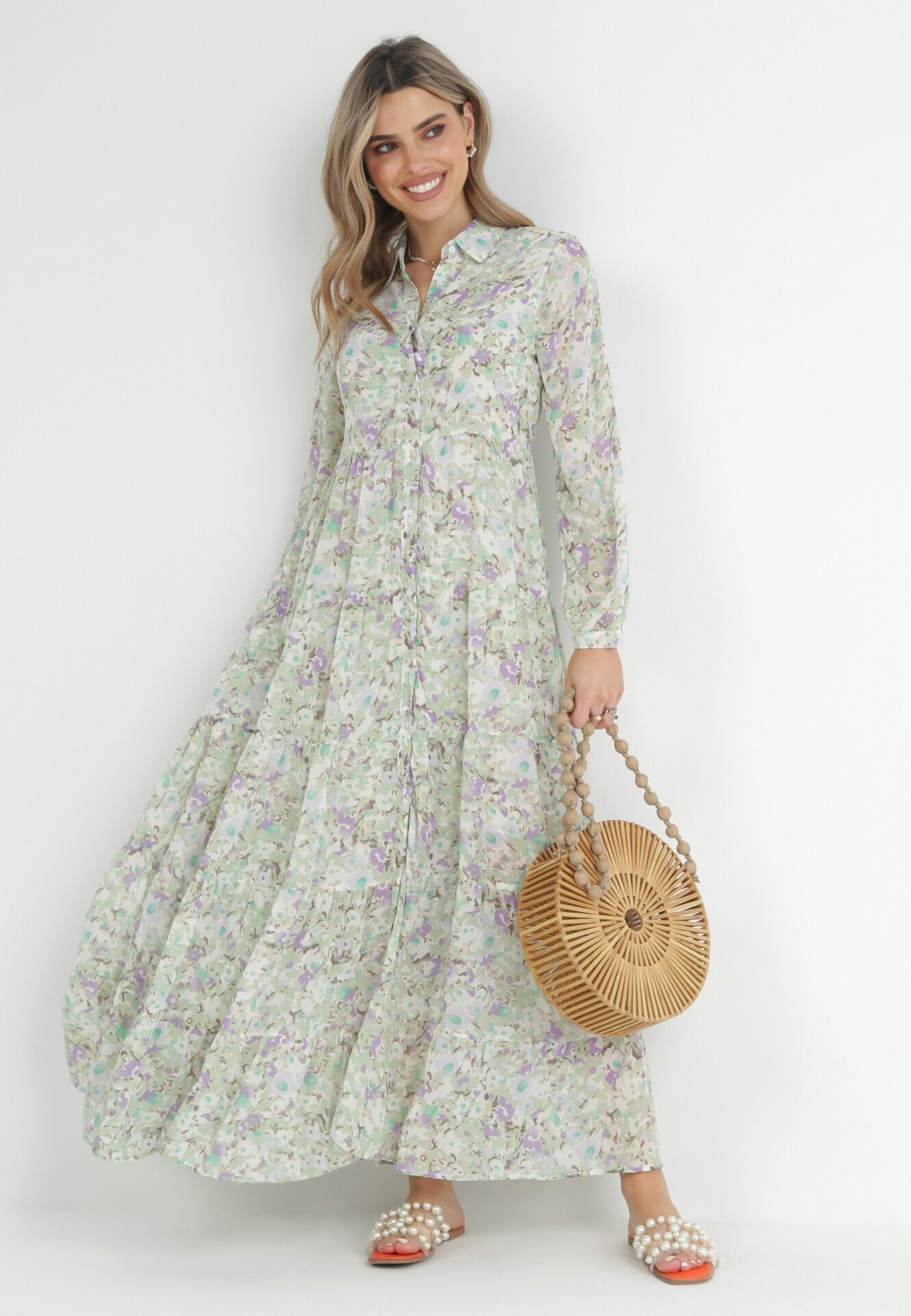 rosa Rochie cămașă evazată maxi mentă Zalest