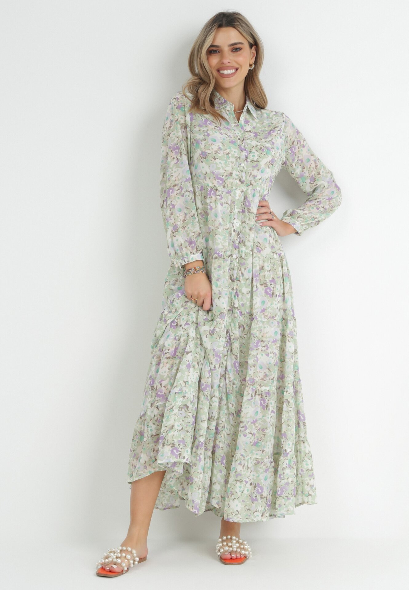 rosa Rochie cămașă evazată maxi mentă Zalest