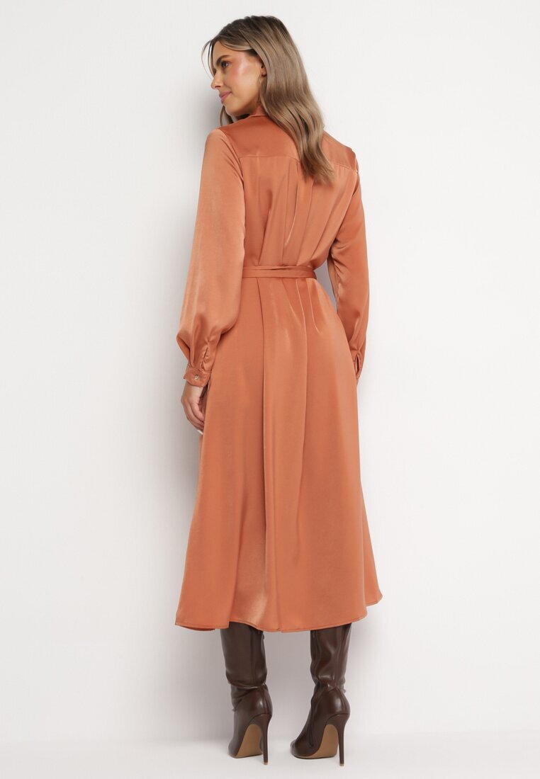 rosa Rochie cămașă Roz Maxi cu Curea Legată Isylie