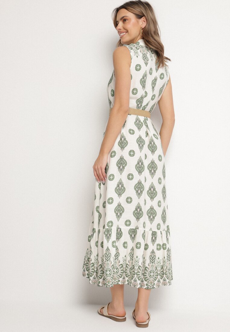 rosa Rochie cămașă Verde din viscoză cu centură cu cataramă Eraniela