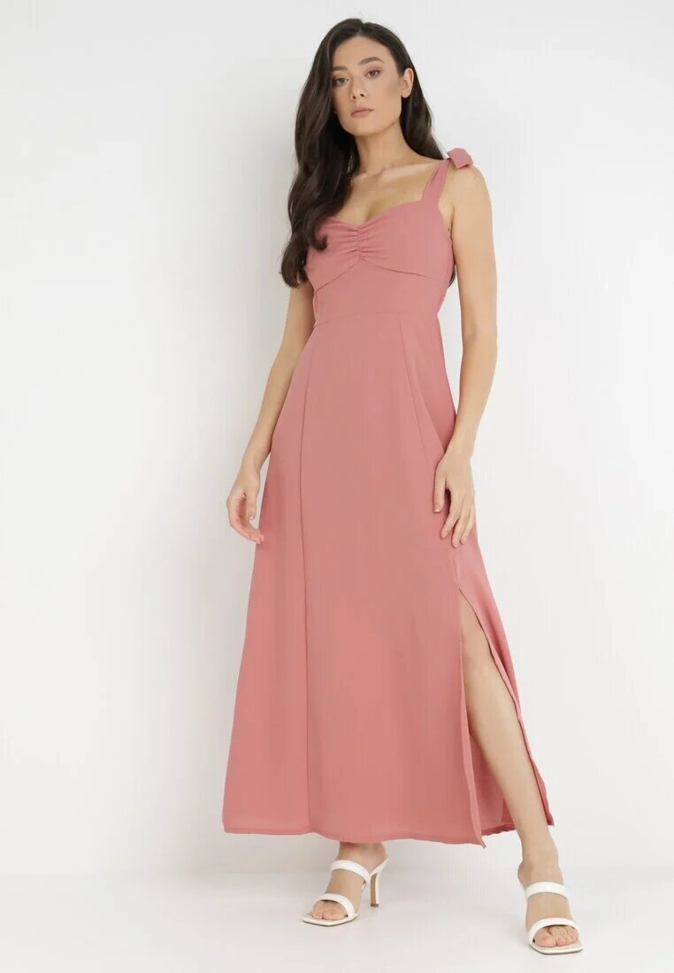 rosa Rochie Cloche Roz închis cu bretele care se leagă cu șliț Kalora