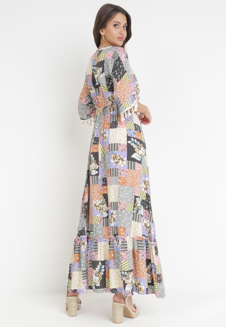 rosa Rochie Cloș Gri-Negru Maxi cu model patchwork Daliah