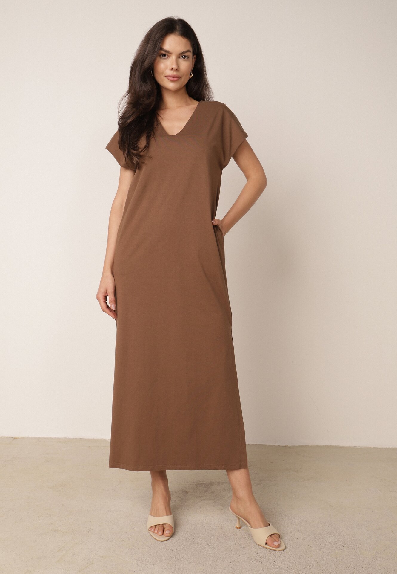 rosa Rochie din bumbac oversize cu buzunare Thaelusa Maro