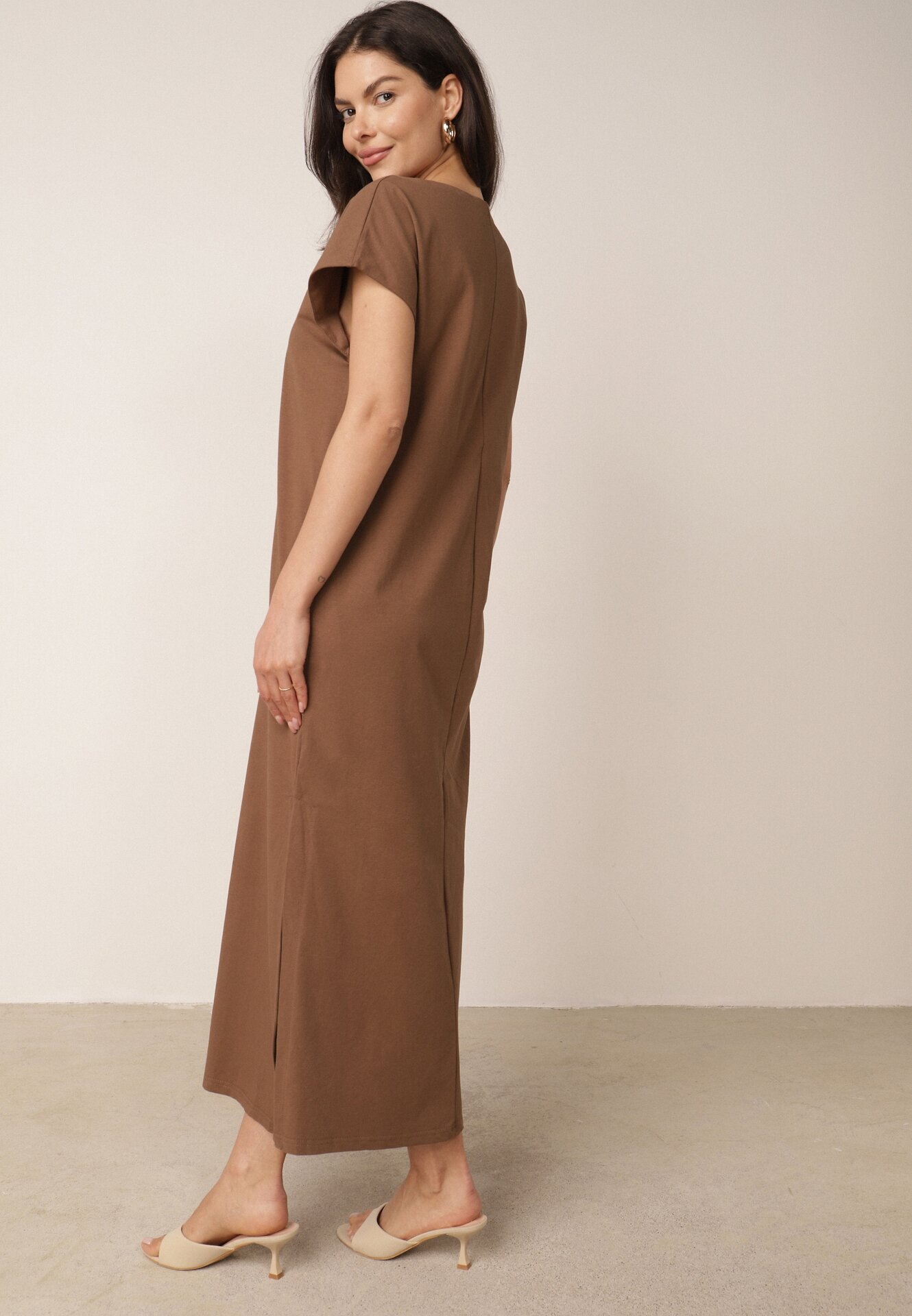 rosa Rochie din bumbac oversize cu buzunare Thaelusa Maro