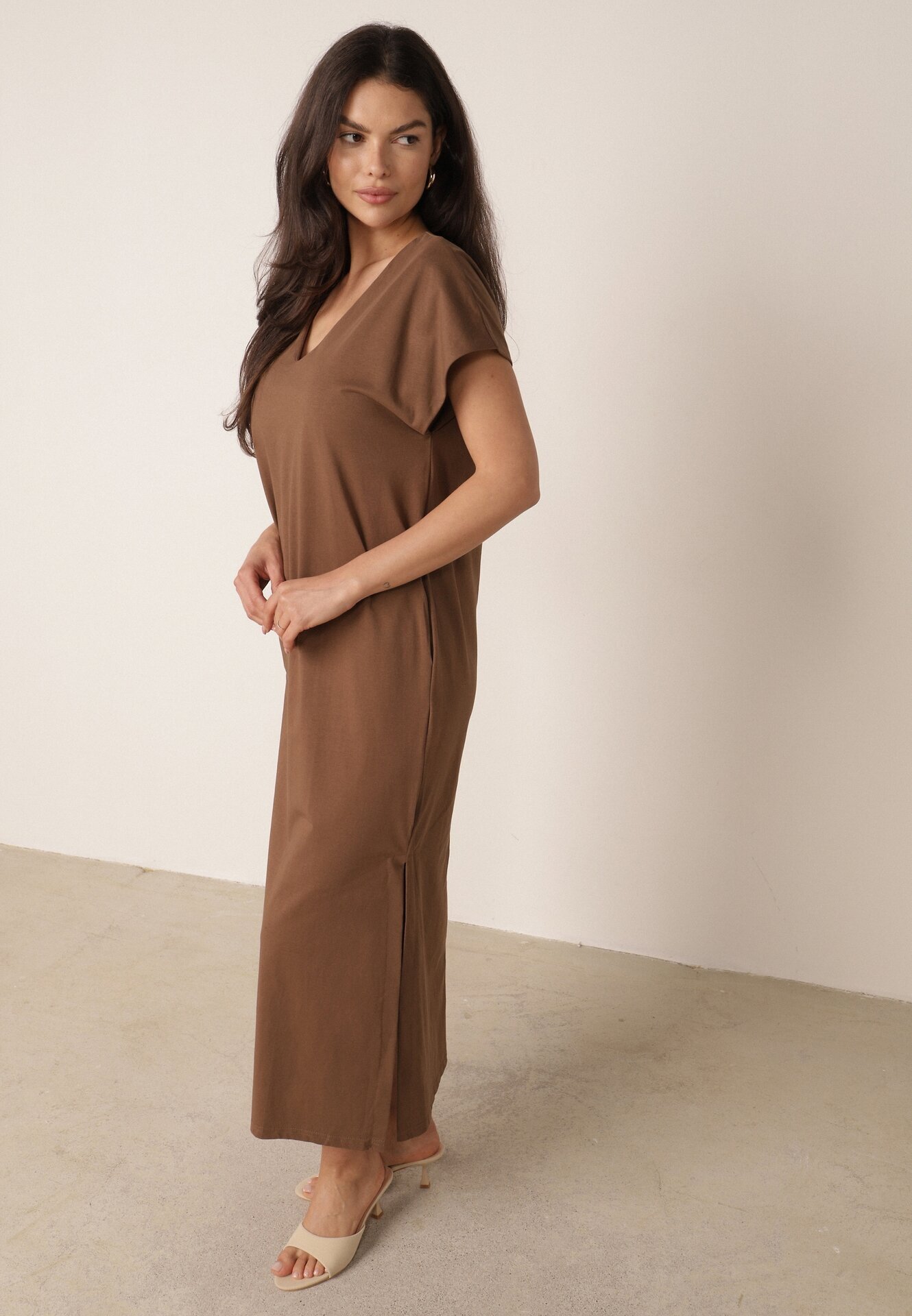 rosa Rochie din bumbac oversize cu buzunare Thaelusa Maro