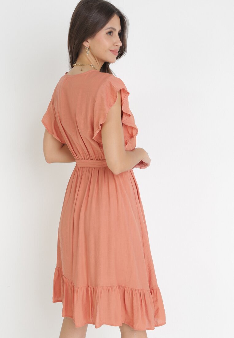 rosa Rochie evazată Portocalie cu elastic în talie Pabelin