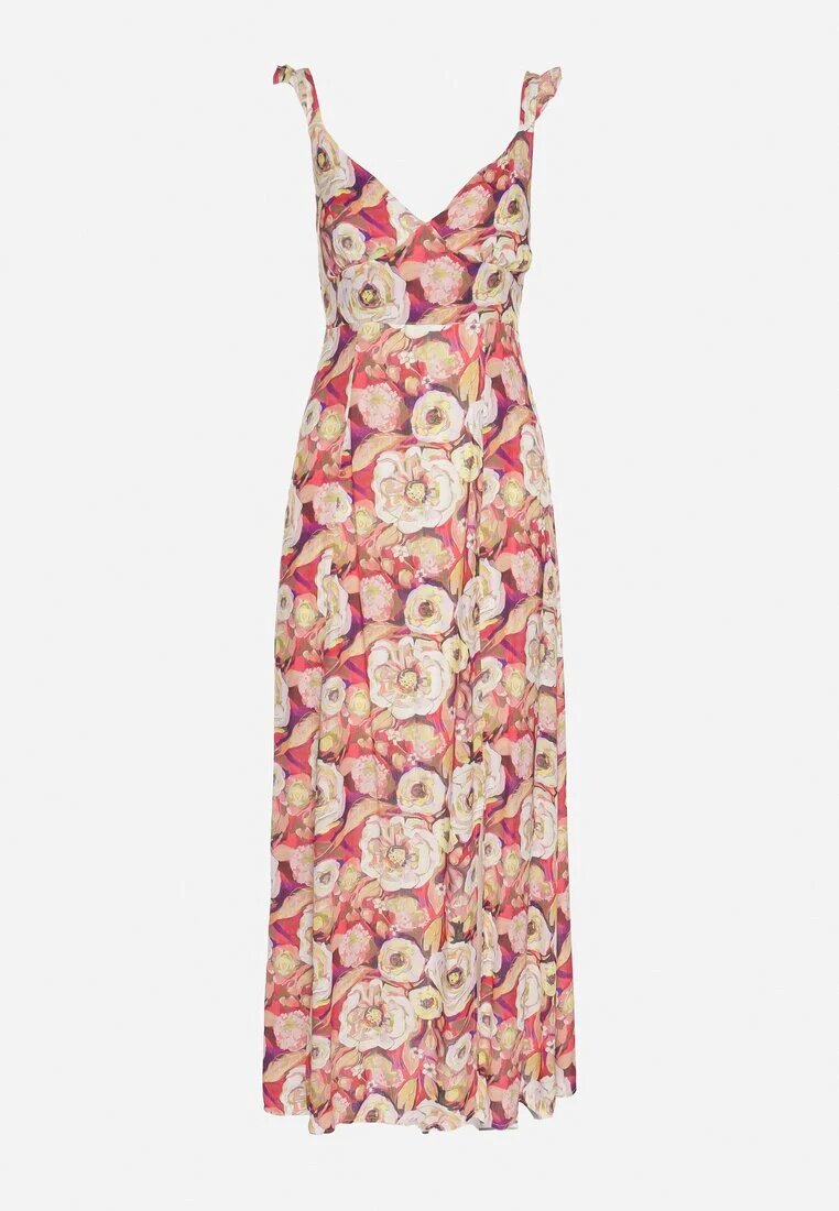 rosa Rochie Evazată Roșie din Viscoză cu Imprimeu Floral Redeelle