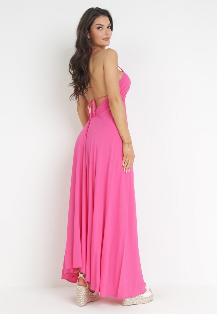 rosa Rochie fuchsia Evazată Maxi cu legătură la gât Cathenia