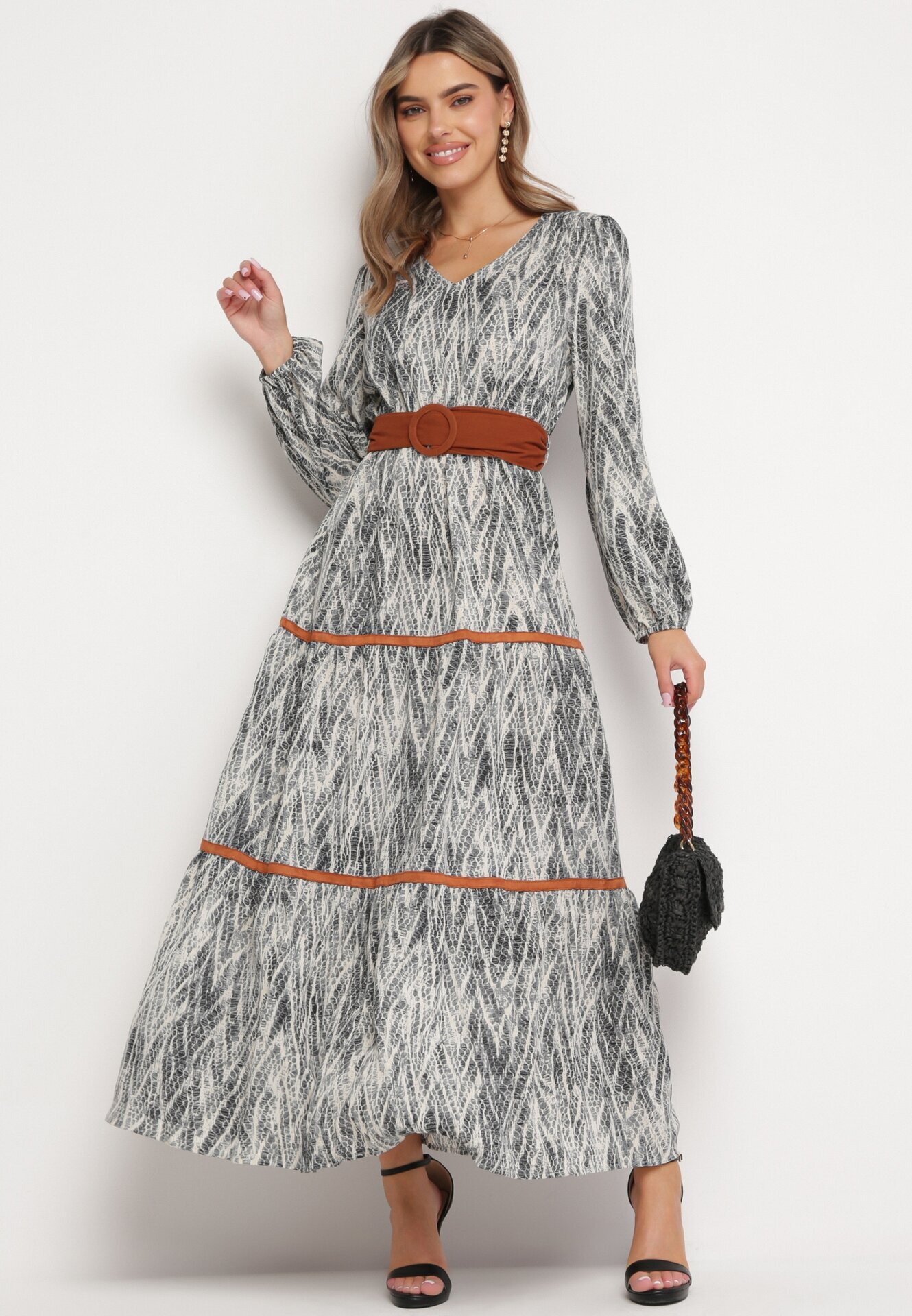 rosa Rochie Gri cu elastic în talie Hosse