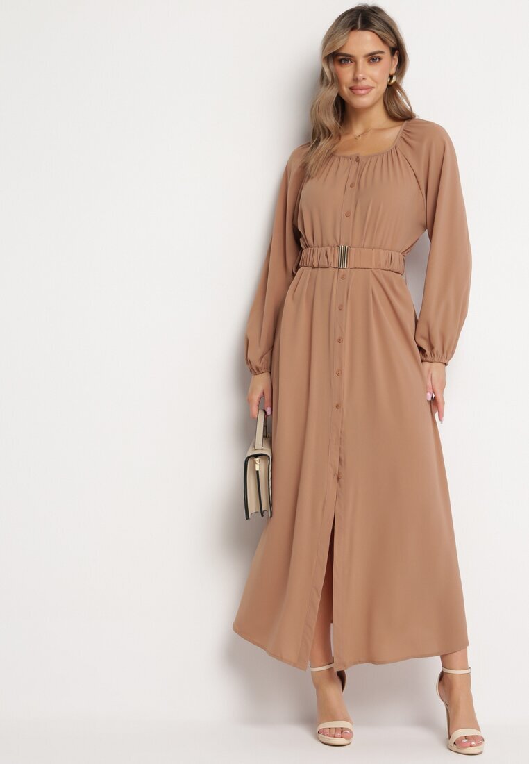 rosa Rochie Lejeră Maxi Maro deschis cu nasturi și curea cu cataramă decorativă Liriti