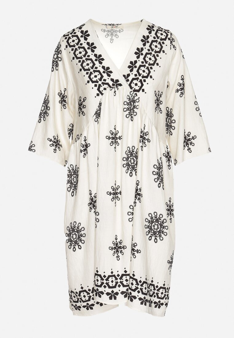 rosa Rochie Negru-Crem în stil Boho cu viscoză Davivara