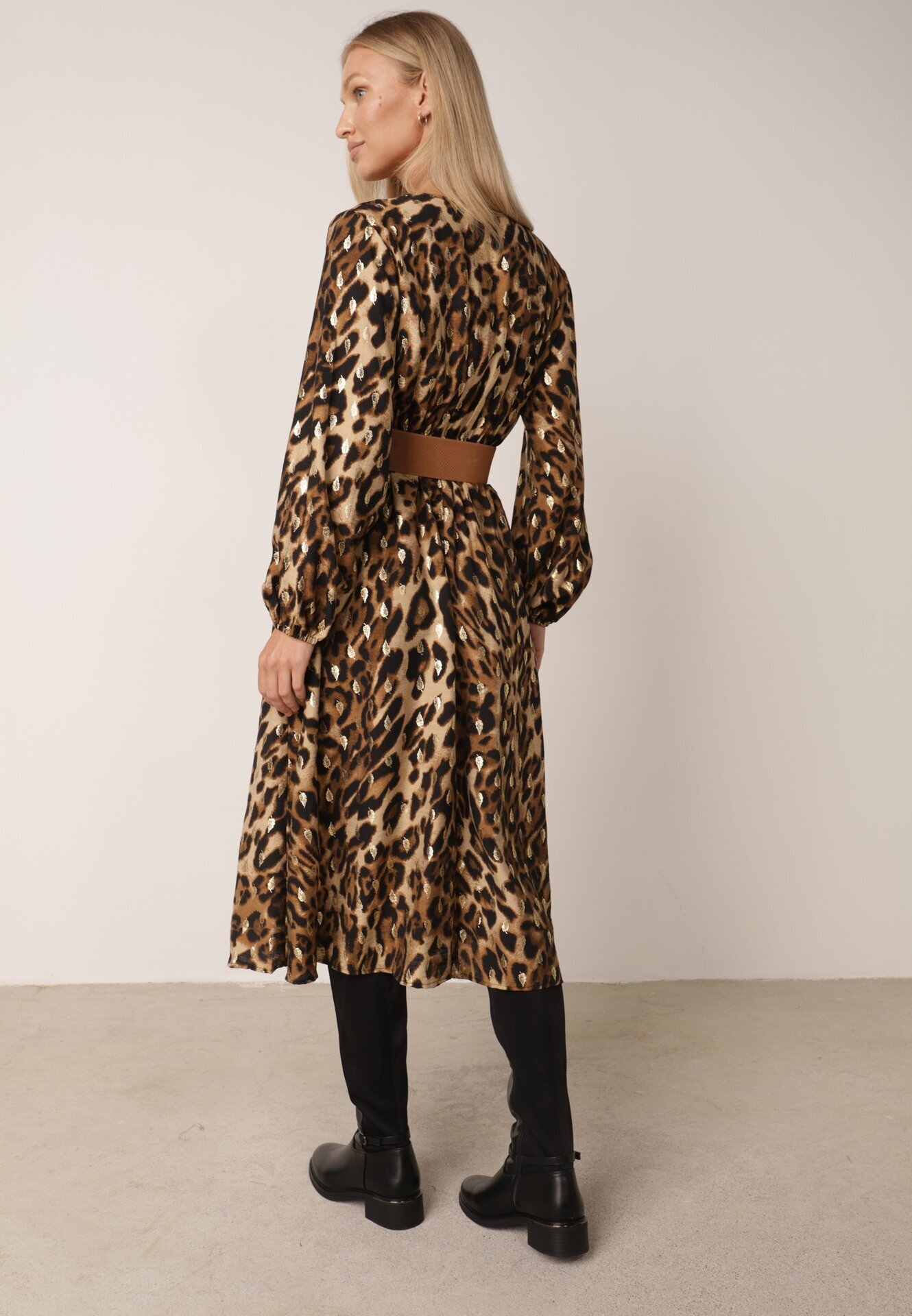 rosa Rochie petrecută Maro cu Vâscoză cu imprimeu leopard cu curea și elastic în talie Annilora