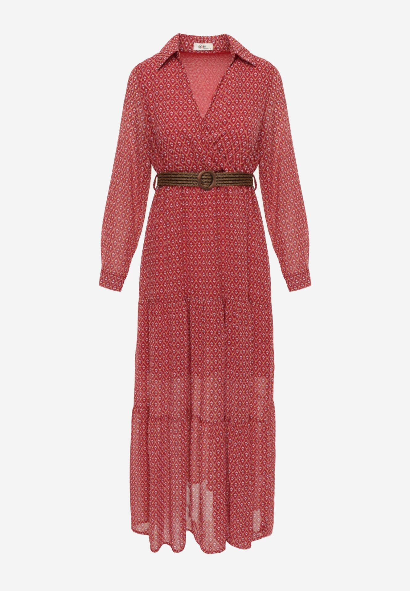 rosa Rochie roșie cu curea Demusa