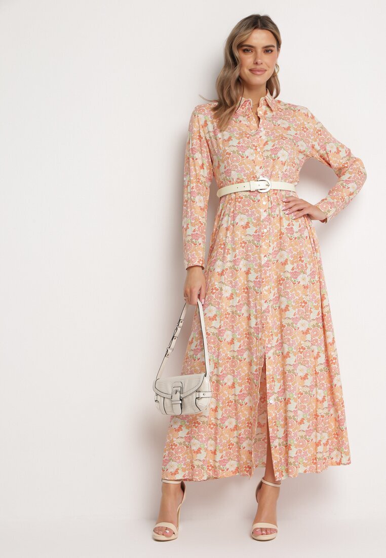 rosa Rochie tip cămașă Portocaliu-Albă Fabillus