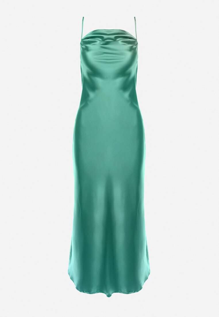 rosa Rochie Verde De Satin Chrentizo