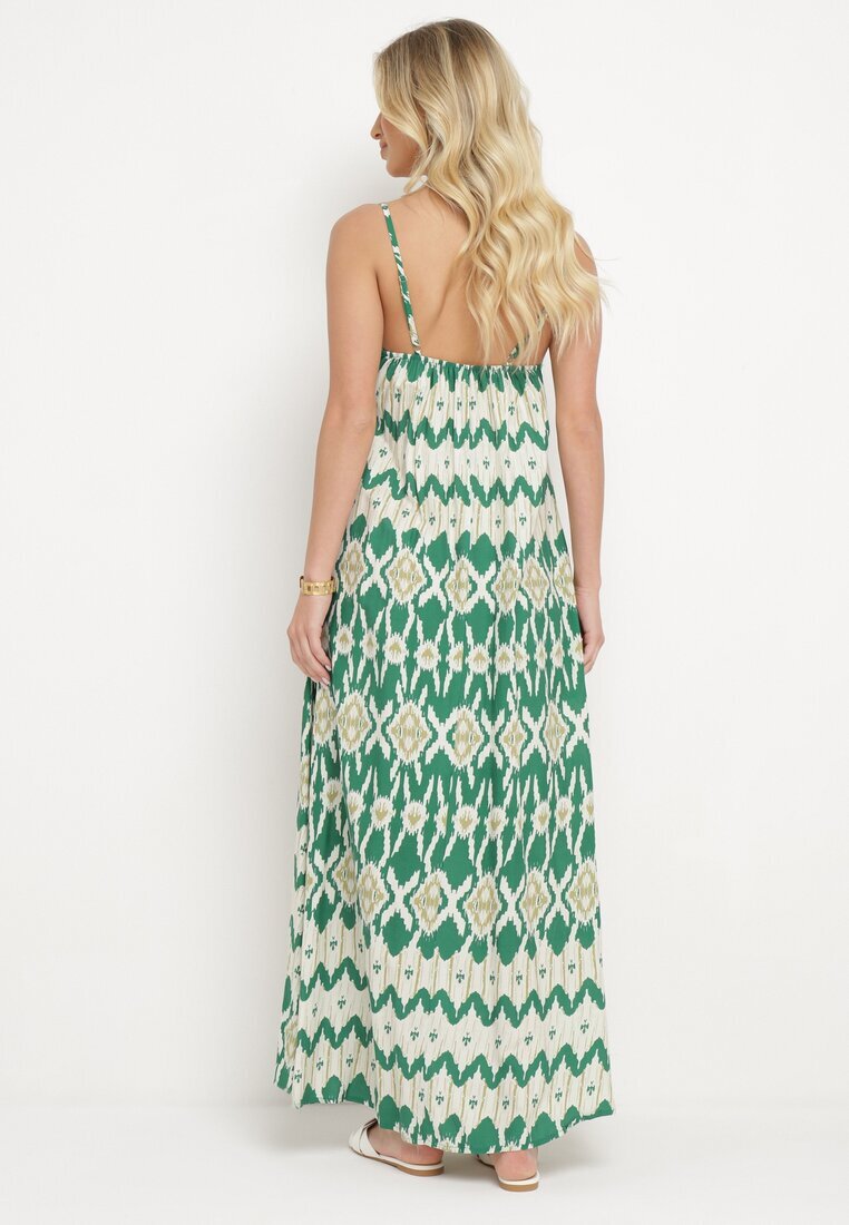 rosa Rochie Verde Din viscoză cu bretele reglabile cu model geometric Vididia