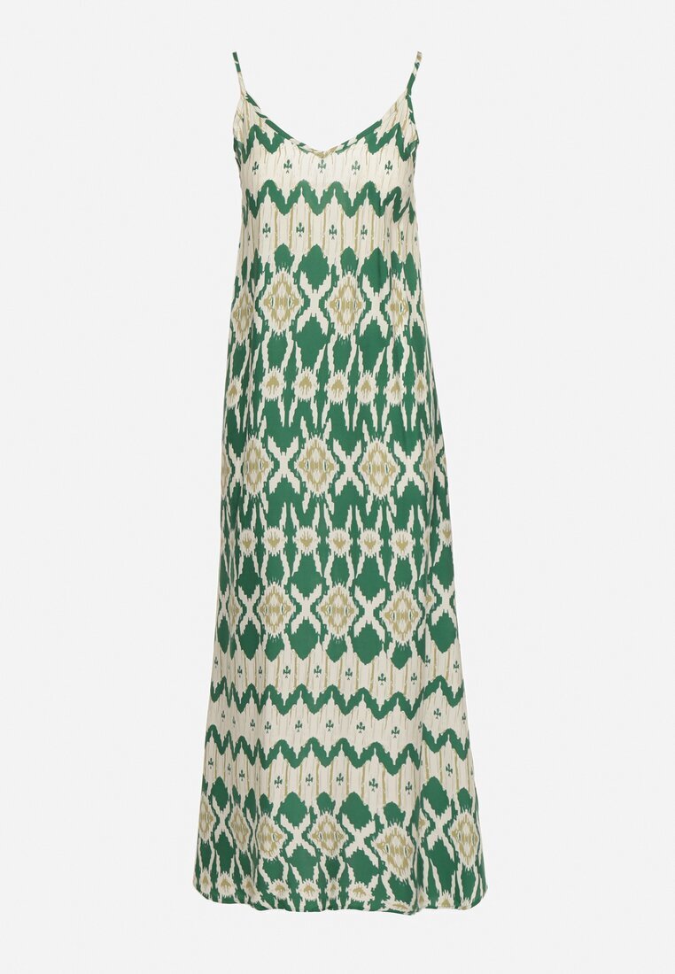rosa Rochie Verde Din viscoză cu bretele reglabile cu model geometric Vididia