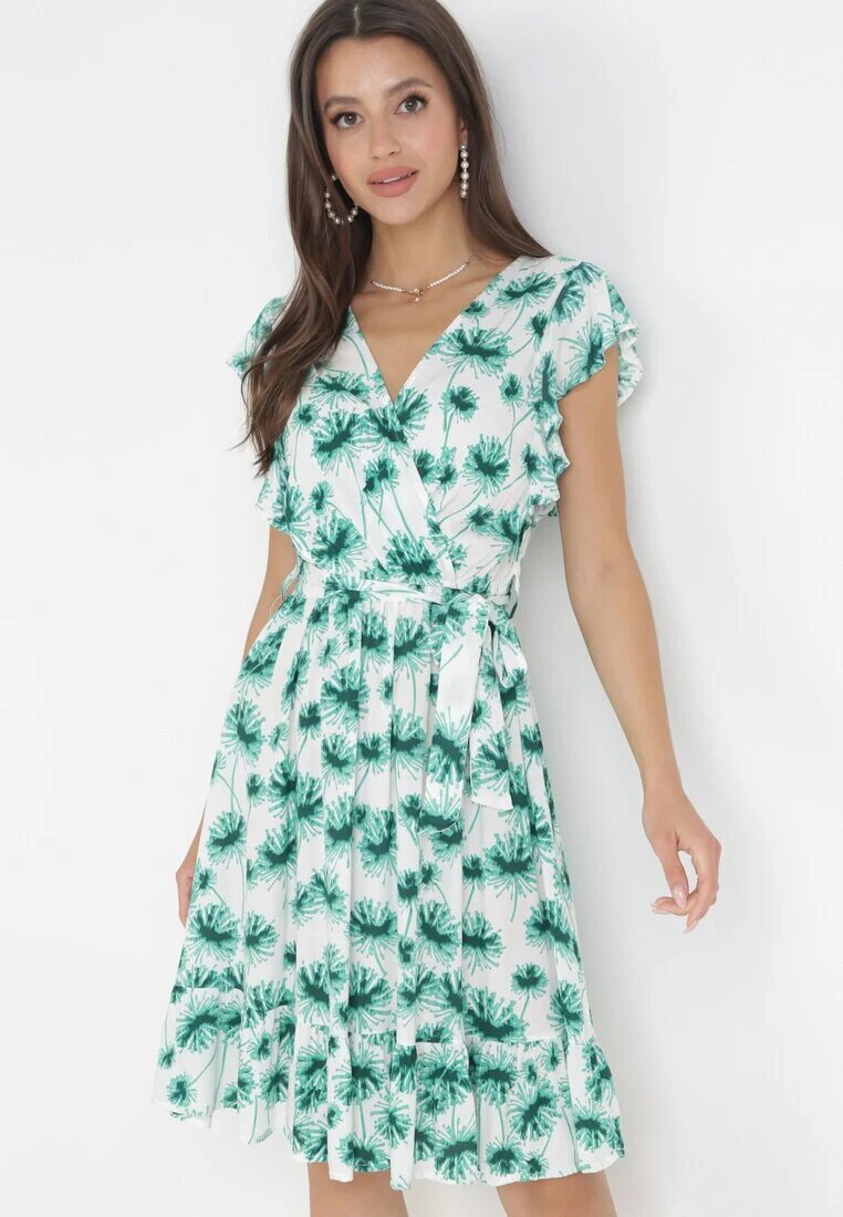 rosa Rochie Verde Petrecută cu elastic în talie Mubill