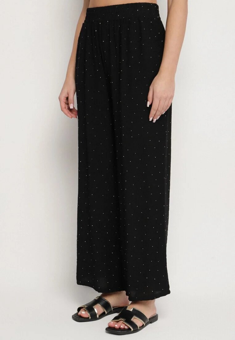 rosita Compleu negru tip costum cu in decorat cu zirconii Vestă și Pantaloni Rederose