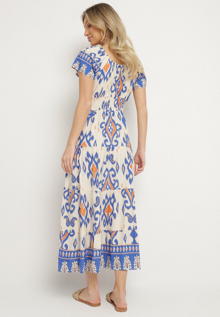 rosita Rochie Albastră Din Viscoză cu Model Geometric Cleanna