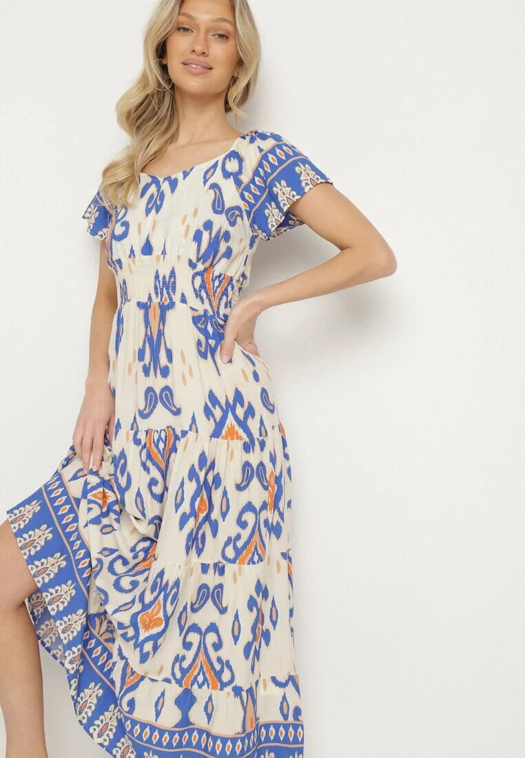 rosita Rochie Albastră Din Viscoză cu Model Geometric Cleanna