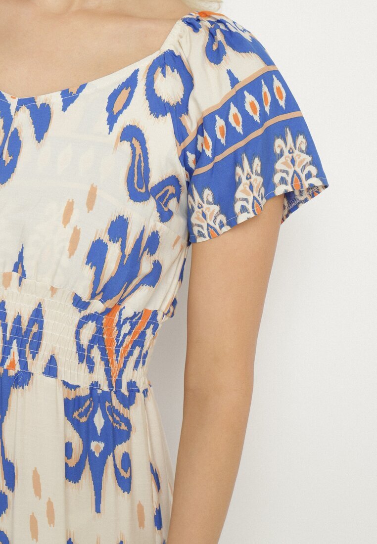 rosita Rochie Albastră Din Viscoză cu Model Geometric Cleanna