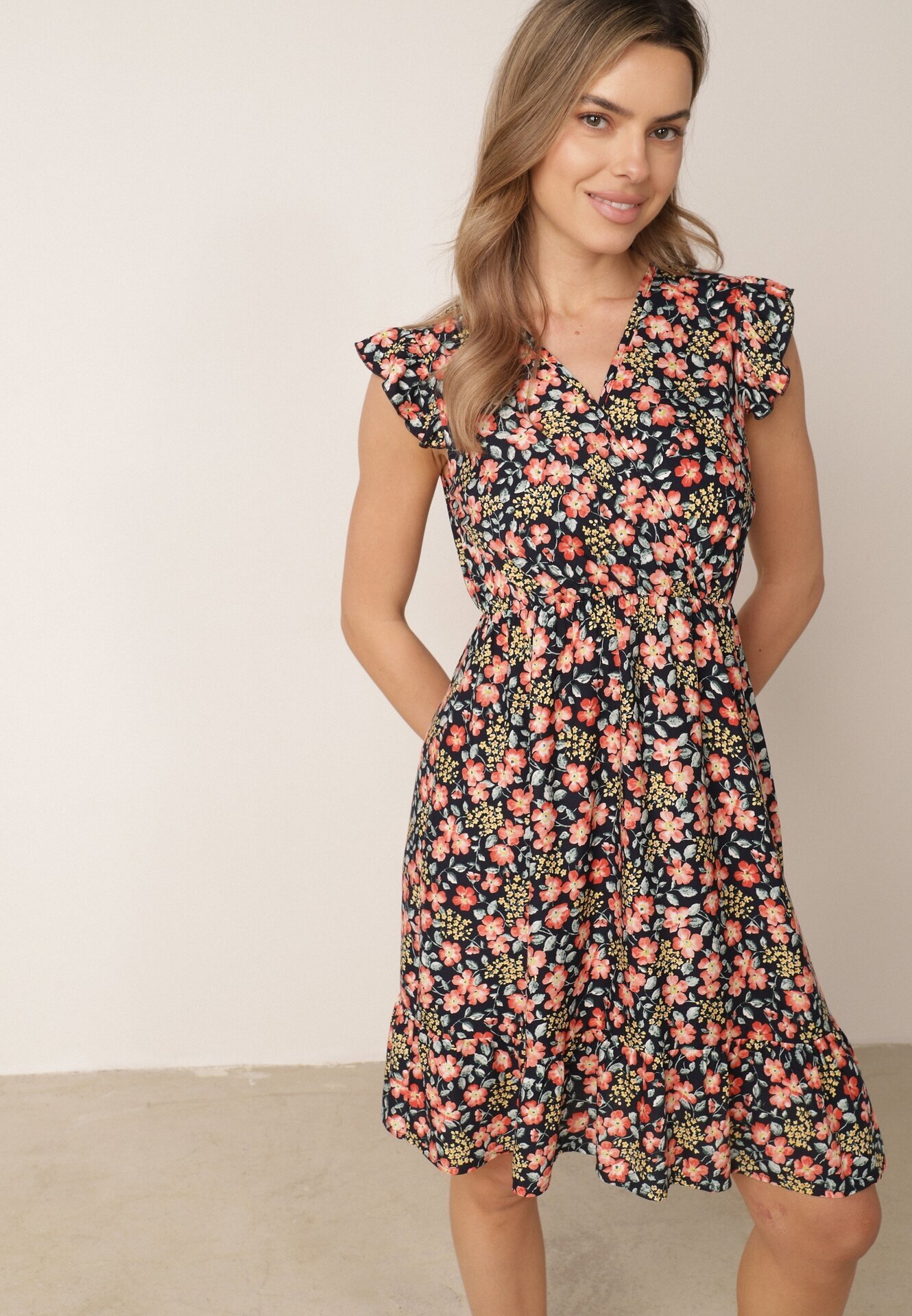 rosita Rochie Granat Evazată din Viscoză Florală Evalis