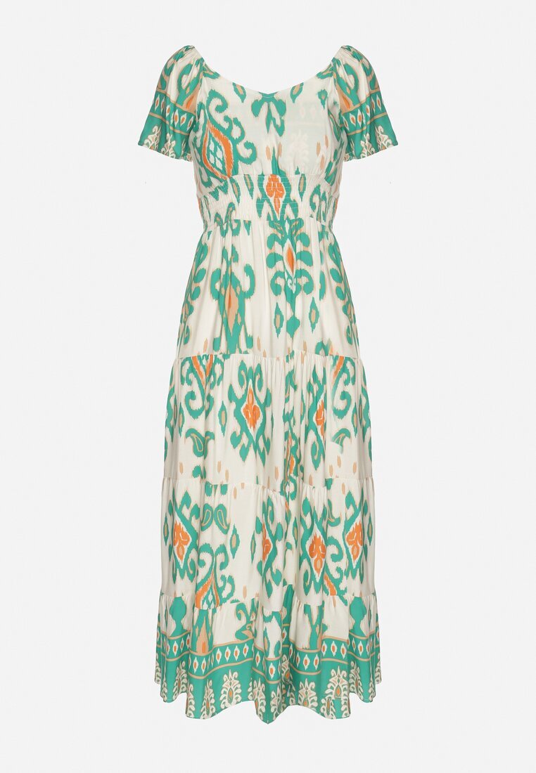 rosita Rochie Verde Viscoză cu Model Geometric Cleanna