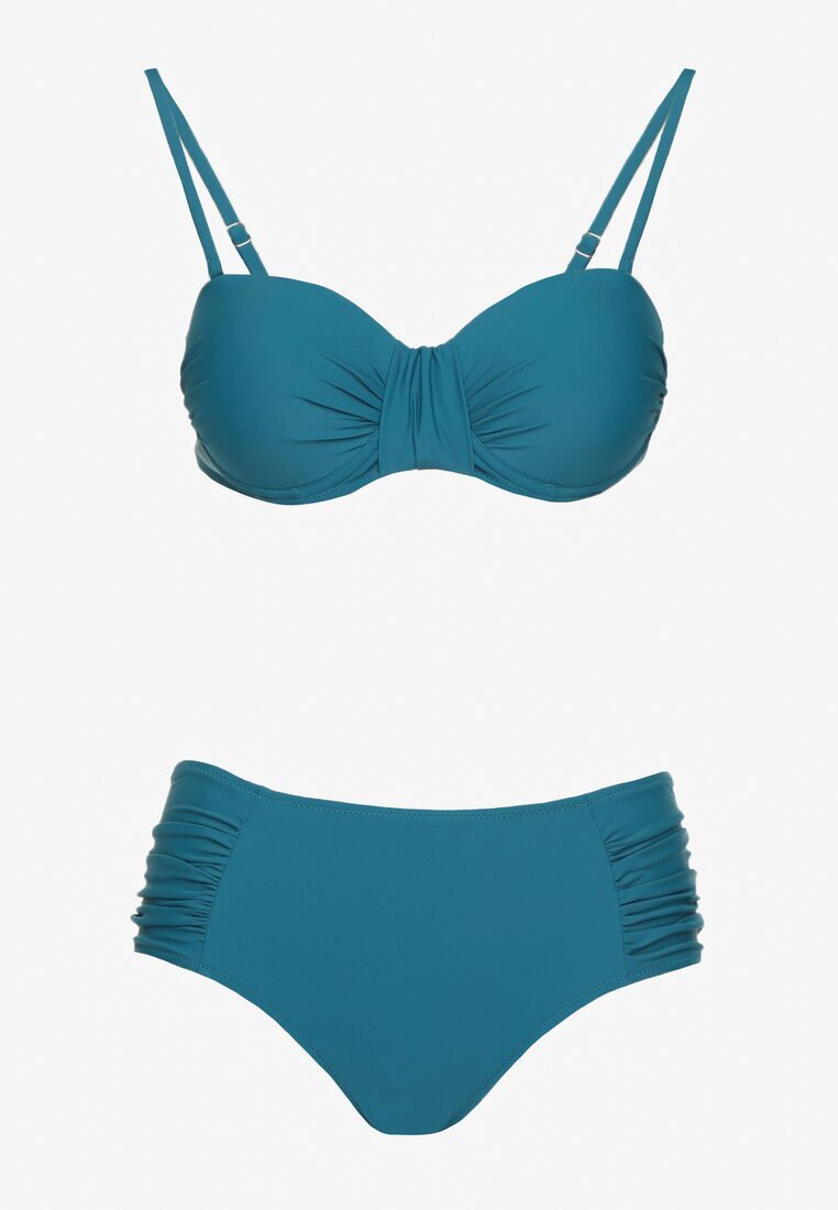 rosse line Bikini Bleumarin Sutien Intărit și Chiloți Decorați cu Drapaj Eretelli