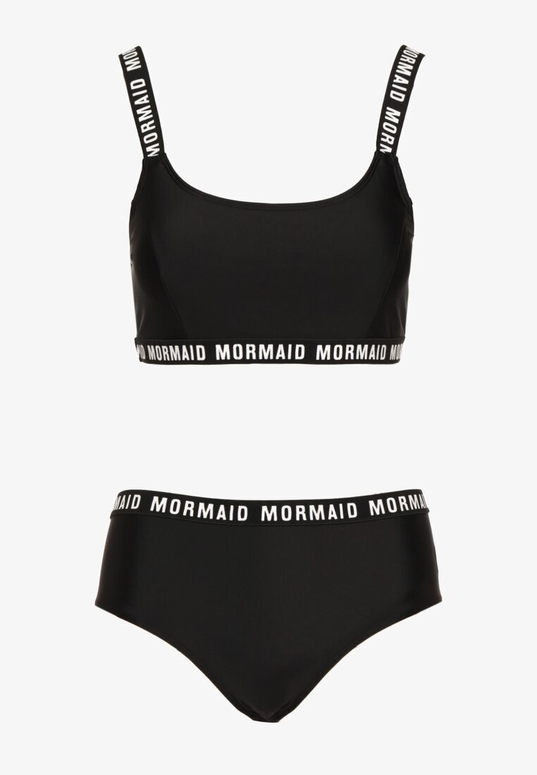 rosse line Bikini Negru Top Sportiv și Chiloți tip slip cu imprimeuri Nevianea