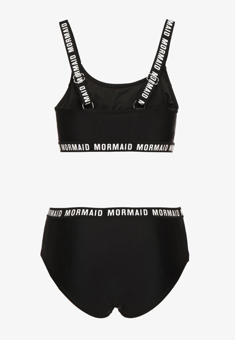 rosse line Bikini Negru Top Sportiv și Chiloți tip slip cu imprimeuri Nevianea