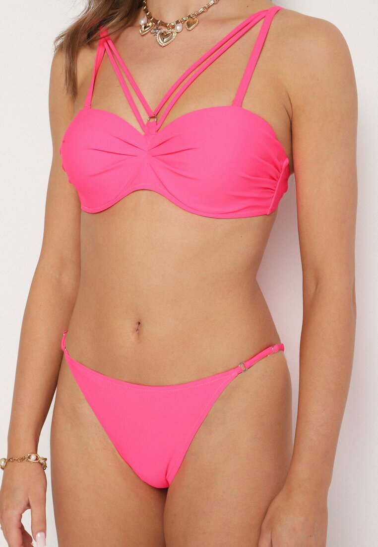 rosse line Bikini Roz Sutien cu Bretele Decorative și Chiloți Fadeleine