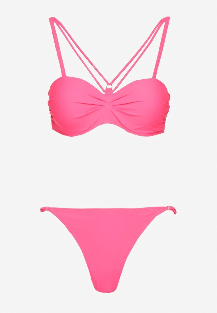 rosse line Bikini Roz Sutien cu Bretele Decorative și Chiloți Fadeleine