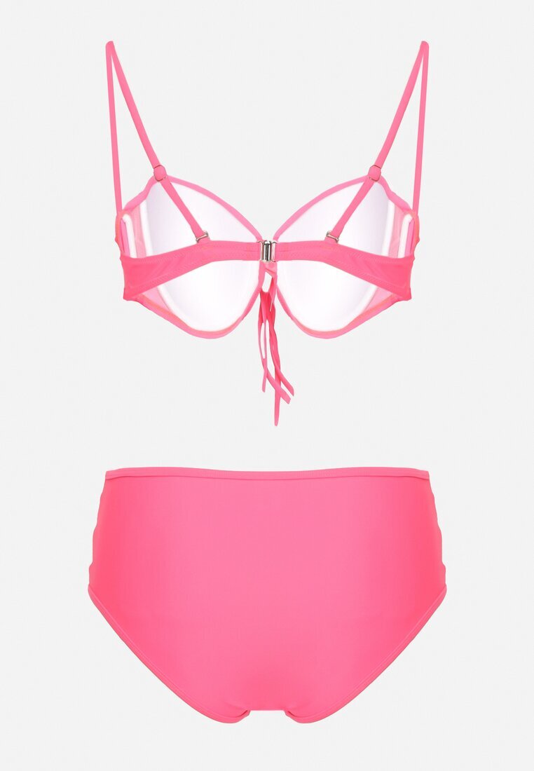 rosse line Bikini Roz Sutien și Chiloți Figi cu Talie Înaltă Decorate cu Plasă Kinetia