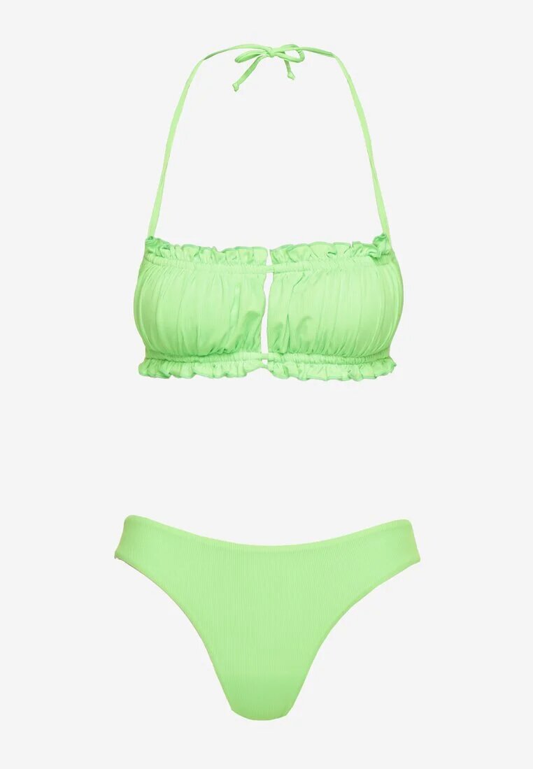 rosse line Bikini Verde deschis Sutien legat cu încrețituri Chiloți tip slip Folilisse