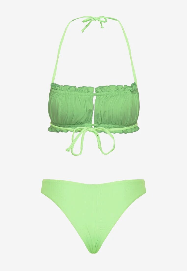 rosse line Bikini Verde deschis Sutien legat cu încrețituri Chiloți tip slip Folilisse