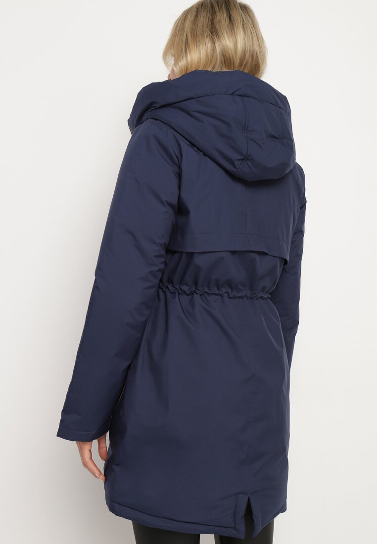 rosse line Geacă Parka bleumarin cu glugă și pandantiv decorativ strânsă în talie Zerilie