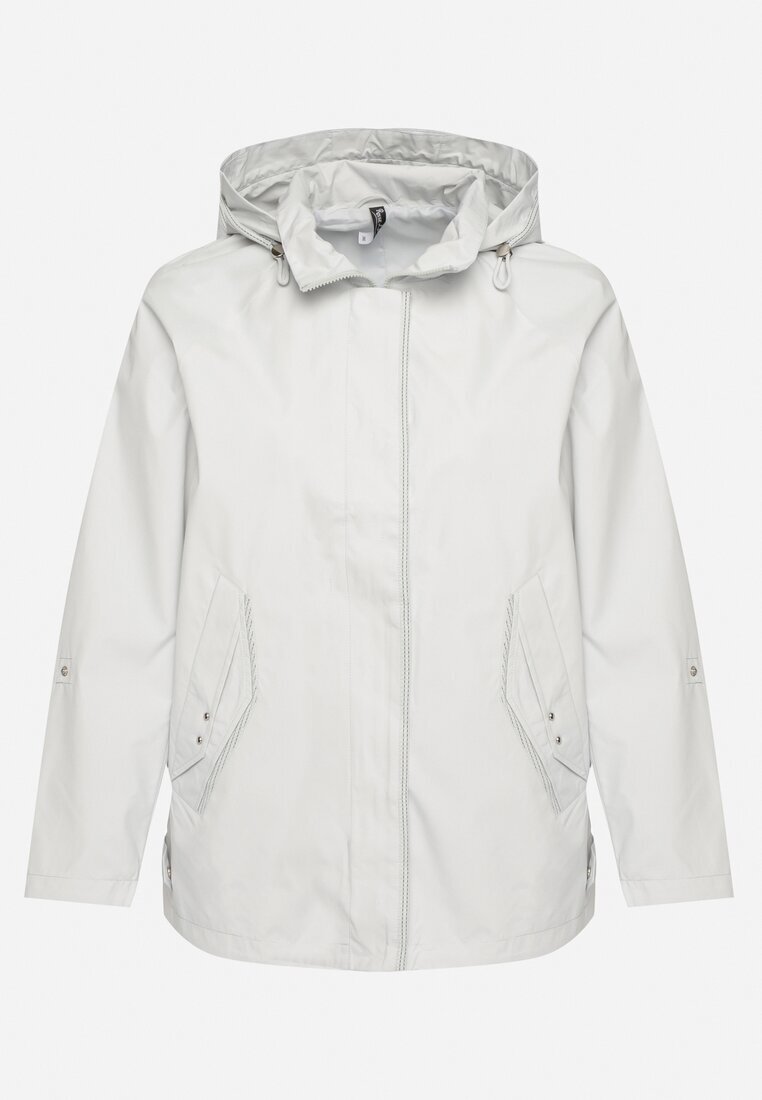 rosse line Geacă Windbreaker Verde deschis cu Mâneci Rulate și Glugă Detașabilă Adivlis