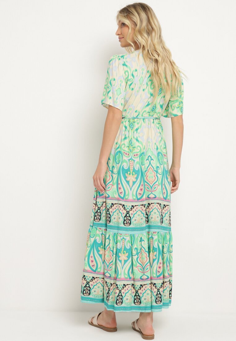 rosse line Rochie din viscoză verde Boho cu nasturi cu curea din material în talie Dimovana