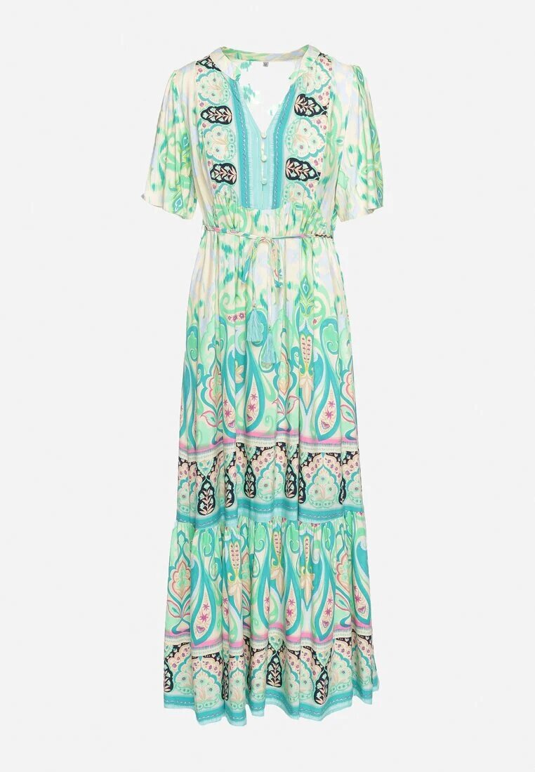 rosse line Rochie din viscoză verde Boho cu nasturi cu curea din material în talie Dimovana