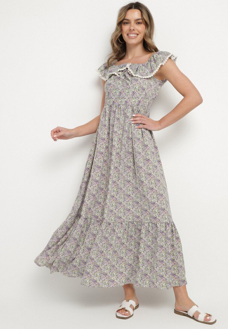 rosse line Rochie mov decorată cu volane Folirae
