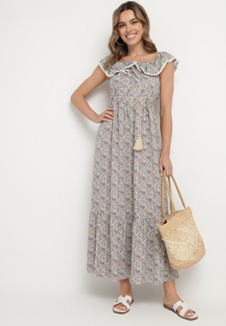 rosse line Rochie mov decorată cu volane Folirae