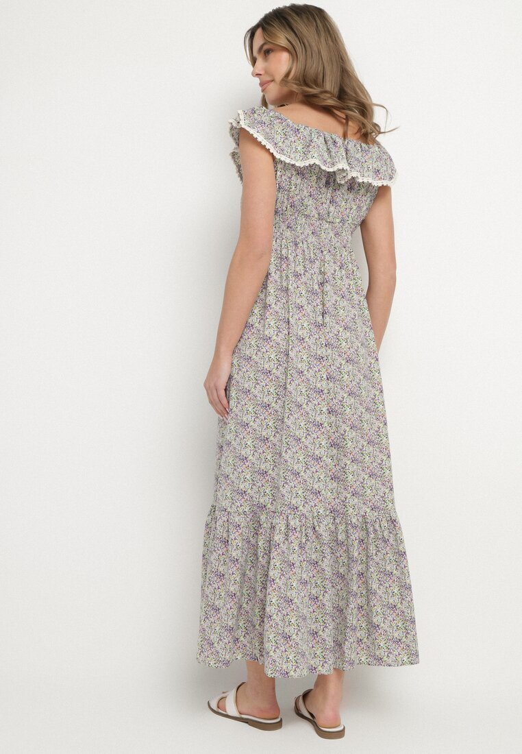 rosse line Rochie mov decorată cu volane Folirae