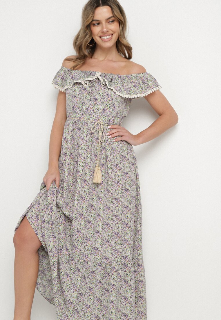 rosse line Rochie mov decorată cu volane Folirae