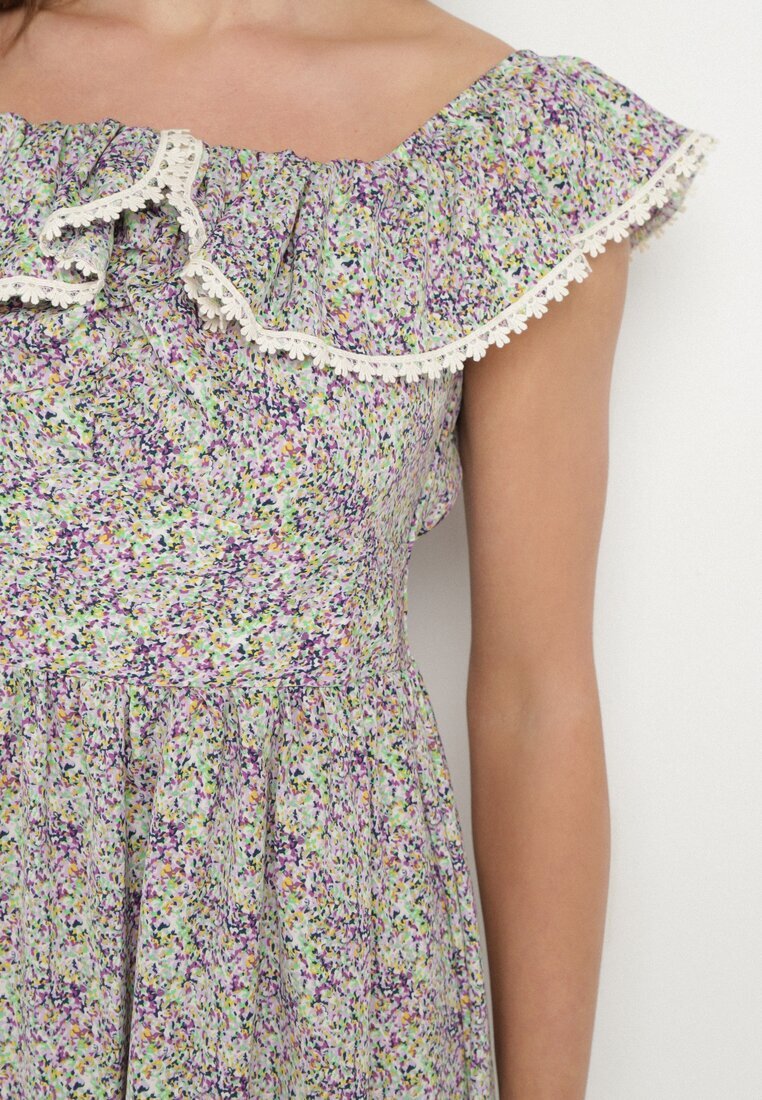 rosse line Rochie mov decorată cu volane Folirae