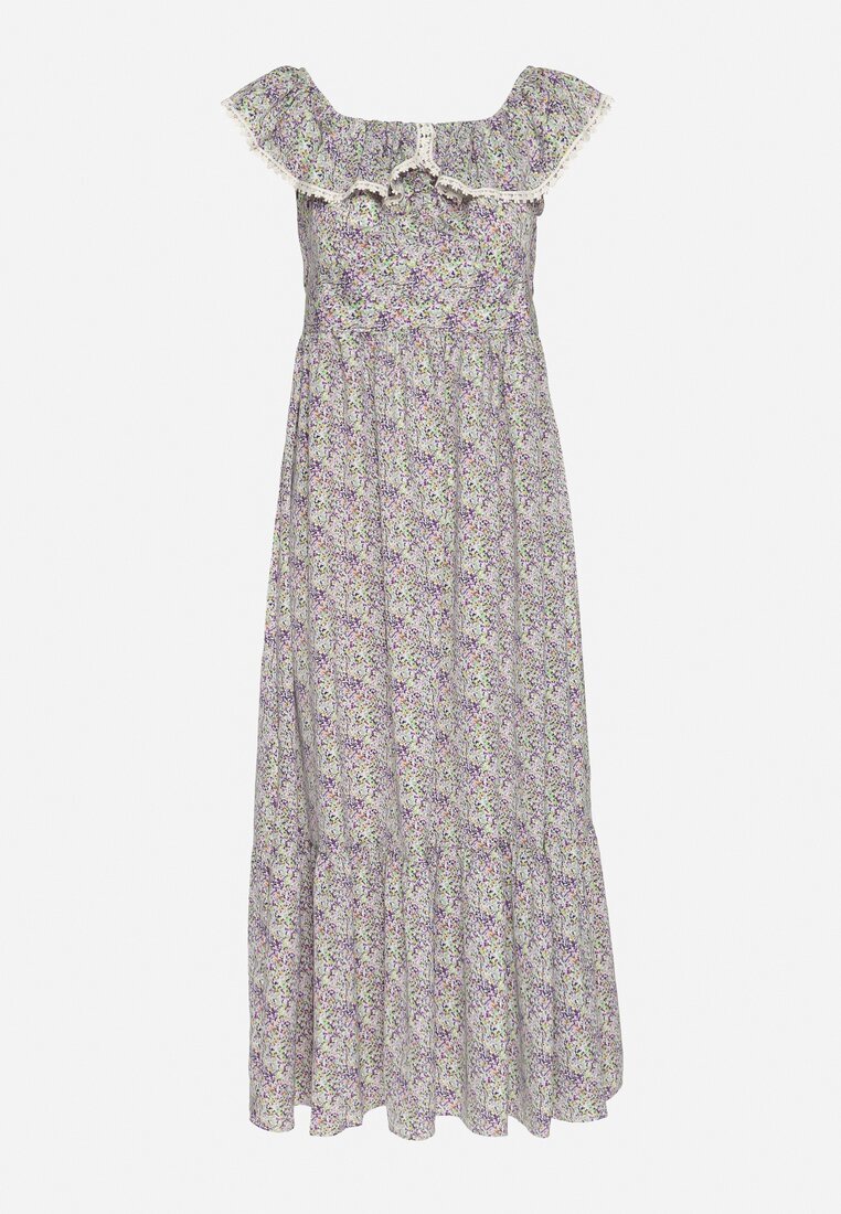 rosse line Rochie mov decorată cu volane Folirae