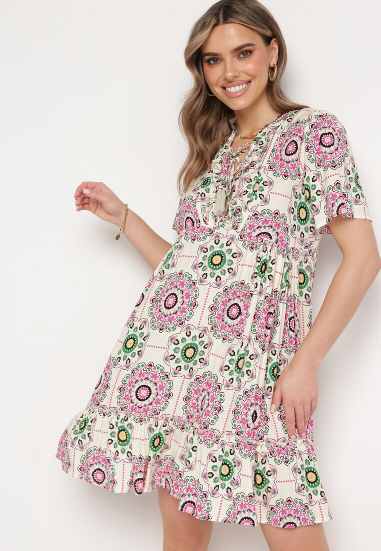 rosse line Rochie Roz Boho din Viscoză cu Croială Cloș Wiadena